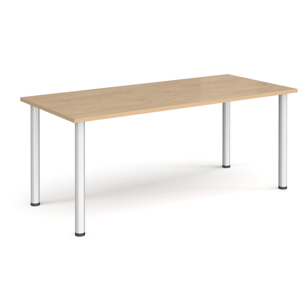 Picture of Rectangular silver radial leg meeting table 1800mm x 800mm - kendal oak