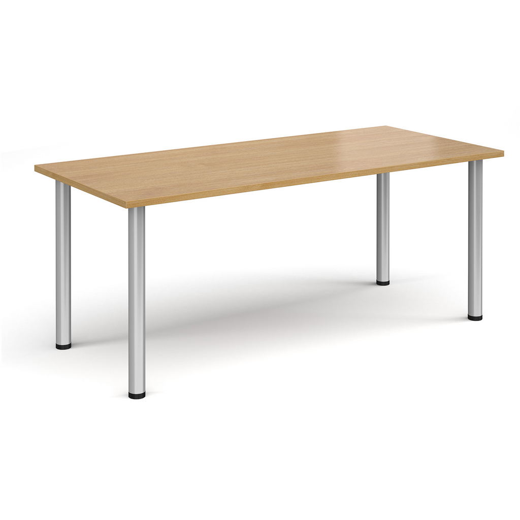 Picture of Rectangular silver radial leg meeting table 1800mm x 800mm - oak