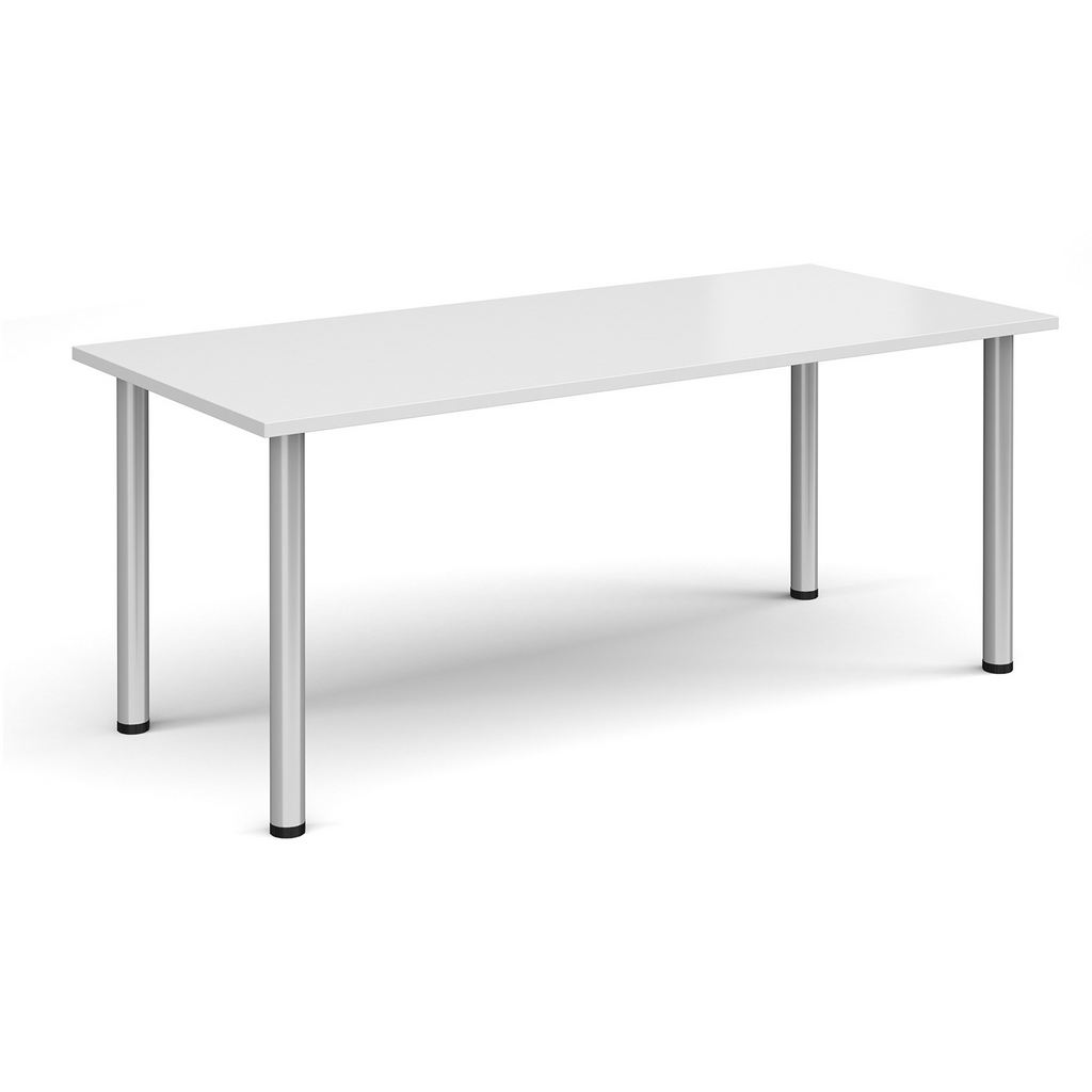 Picture of Rectangular silver radial leg meeting table 1800mm x 800mm - white
