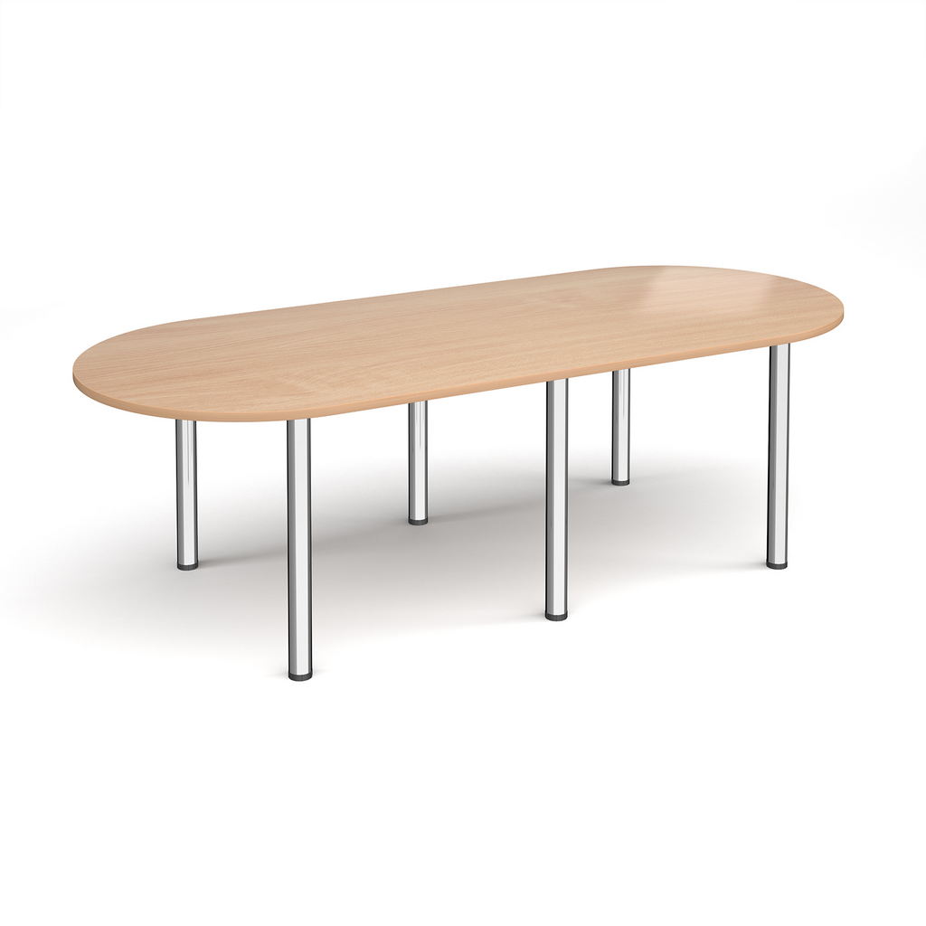 Picture of Radial end meeting table 2400mm x 1000mm with 6 chrome radial legs - beech