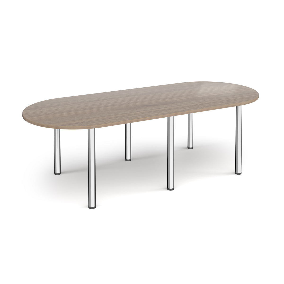 Picture of Radial end meeting table 2400mm x 1000mm with 6 chrome radial legs - Barcelona Walnut