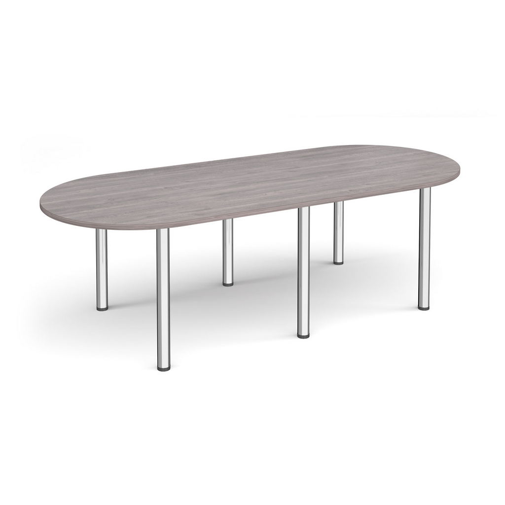 Picture of Radial end meeting table 2400mm x 1000mm with 6 chrome radial legs - grey oak