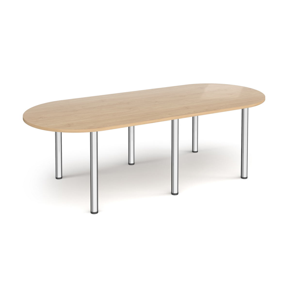 Picture of Radial end meeting table 2400mm x 1000mm with 6 chrome radial legs - Kendal Oak