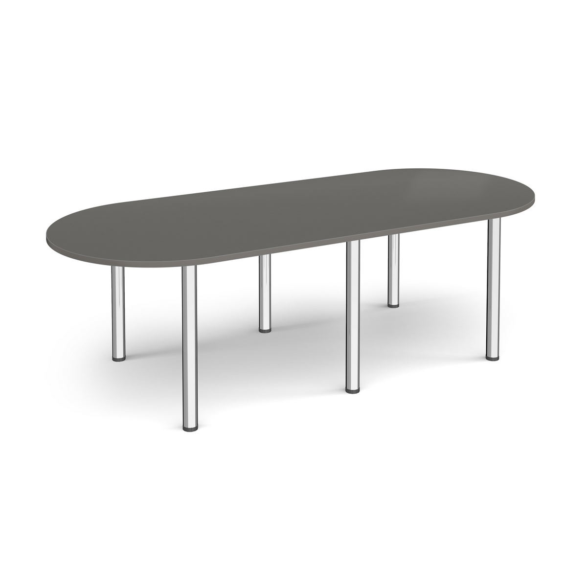 Picture of Radial end meeting table 2400mm x 1000mm with 6 chrome radial legs -  Onyx Grey