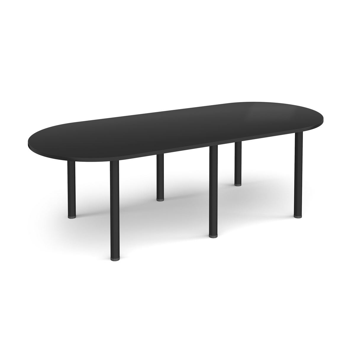 Picture of Radial end meeting table 2400mm x 1000mm with 6 black radial legs - Black