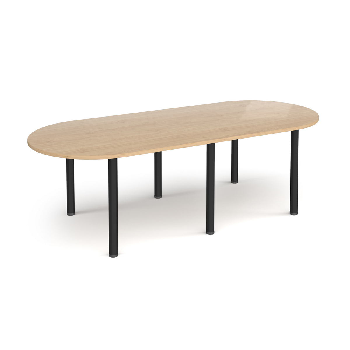 Picture of Radial end meeting table 2400mm x 1000mm with 6 black radial legs - Kendal Oak