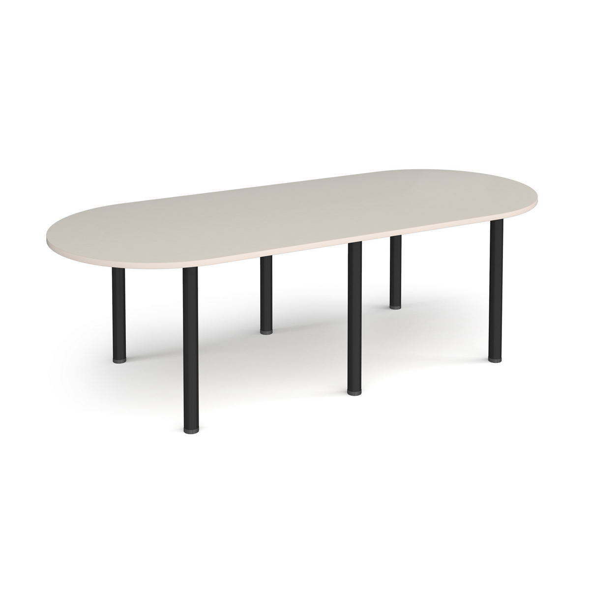 Picture of Radial end meeting table 2400mm x 1000mm with 6 black radial legs - Light Grey