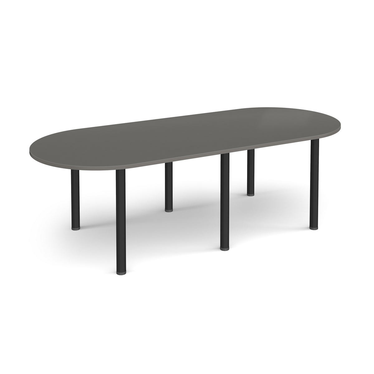 Picture of Radial end meeting table 2400mm x 1000mm with 6 black radial legs - Onyx Grey