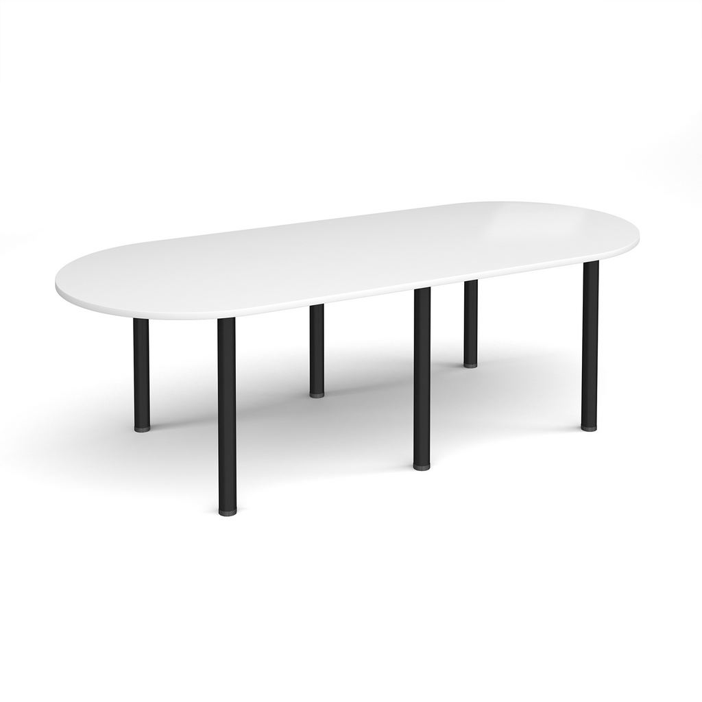 Picture of Radial end meeting table 2400mm x 1000mm with 6 black radial legs - white