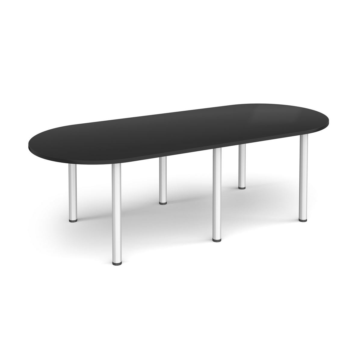 Picture of Radial end meeting table 2400mm x 1000mm with 6 silver radial legs - Black