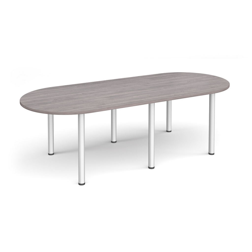 Picture of Radial end meeting table 2400mm x 1000mm with 6 silver radial legs - grey oak