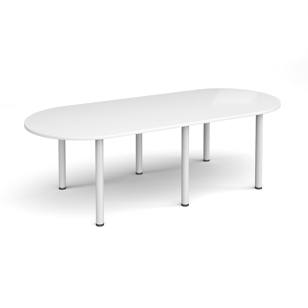 Picture of Radial end meeting table 2400mm x 1000mm with 6 white radial legs - white