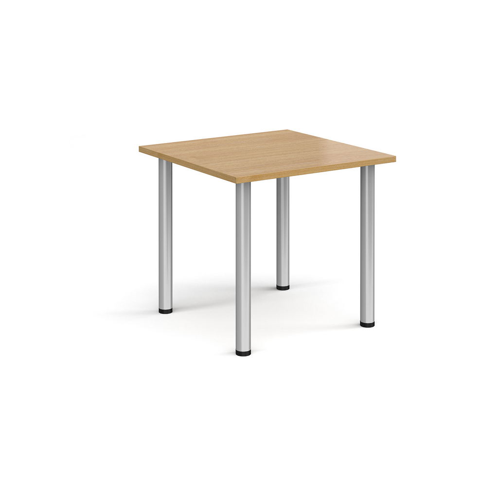 Picture of Rectangular silver radial leg meeting table 800mm x 800mm - oak