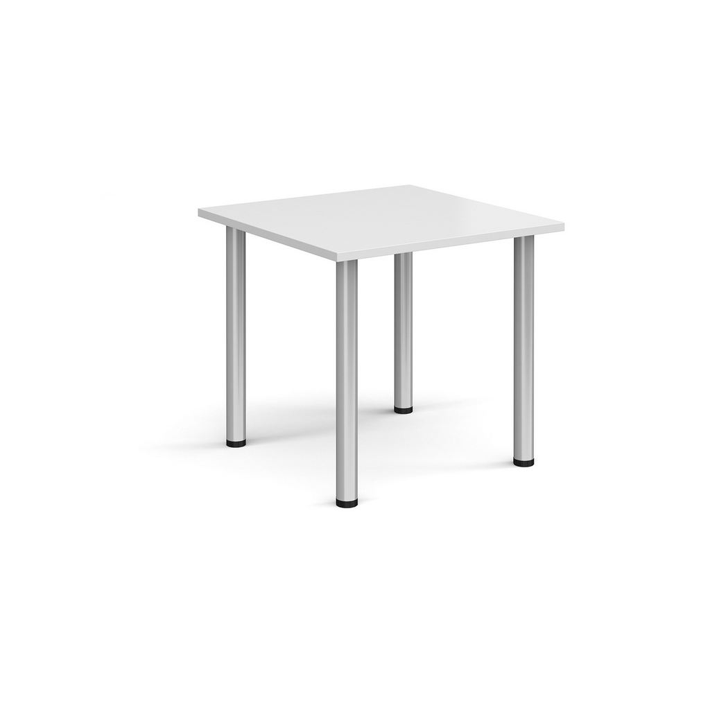 Picture of Rectangular silver radial leg meeting table 800mm x 800mm - white