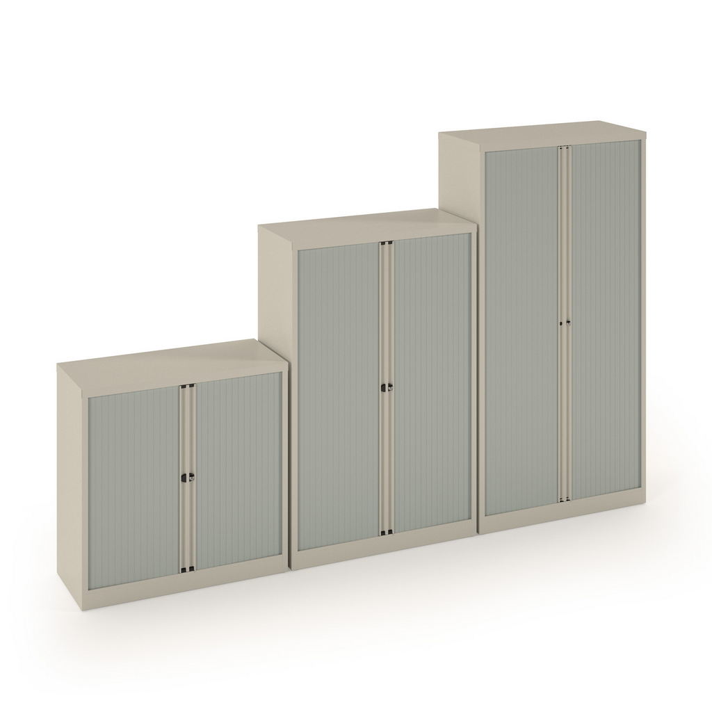 Picture of Bisley systems storage low tambour cupboard 1000mm high - goose grey