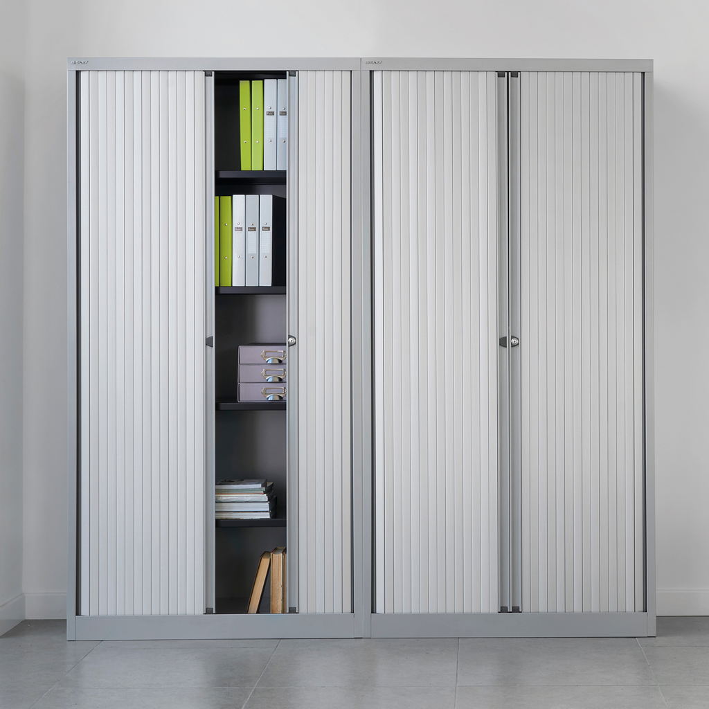 Picture of Bisley systems storage low tambour cupboard 1000mm high - silver