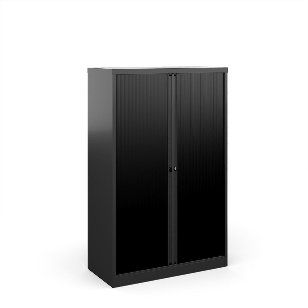 Picture of Bisley systems storage medium tambour cupboard 1570mm high - black