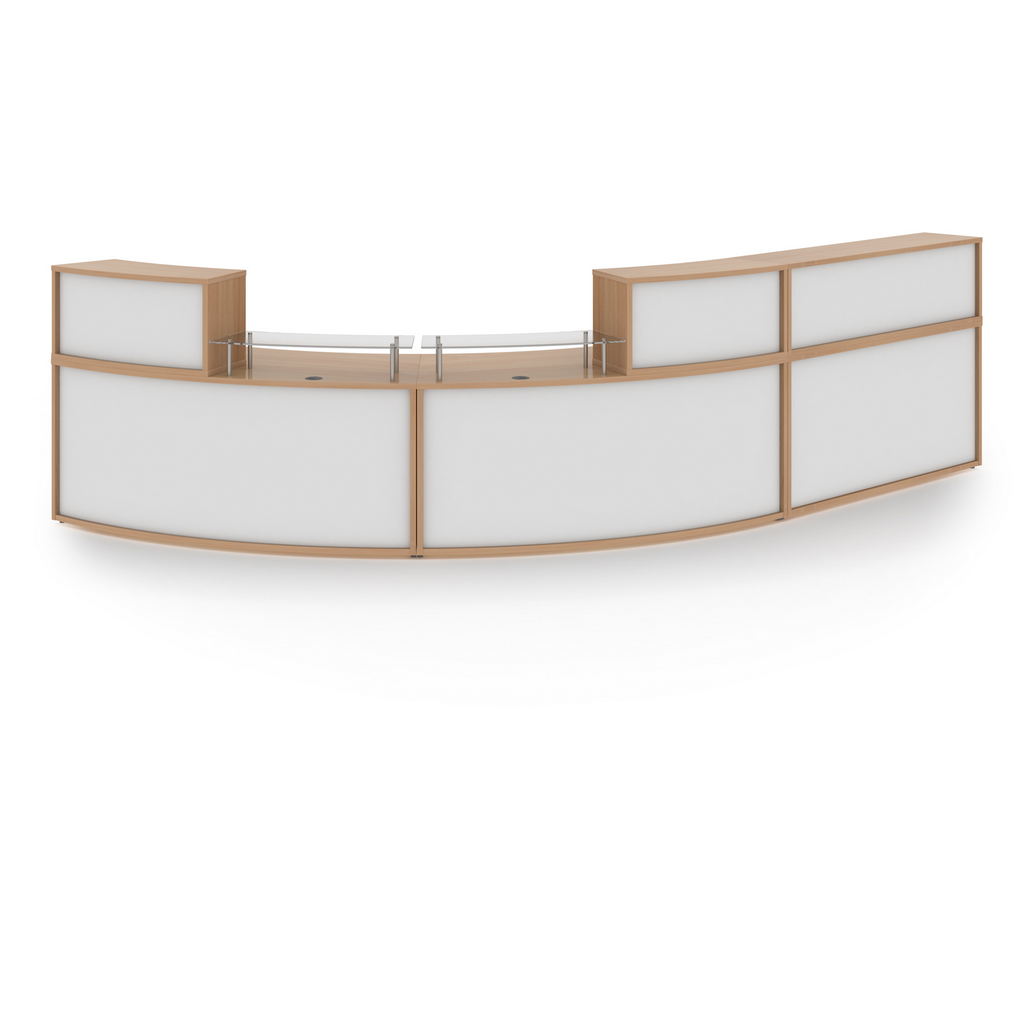 Picture of Denver extra large curved complete reception unit - beech with white panels