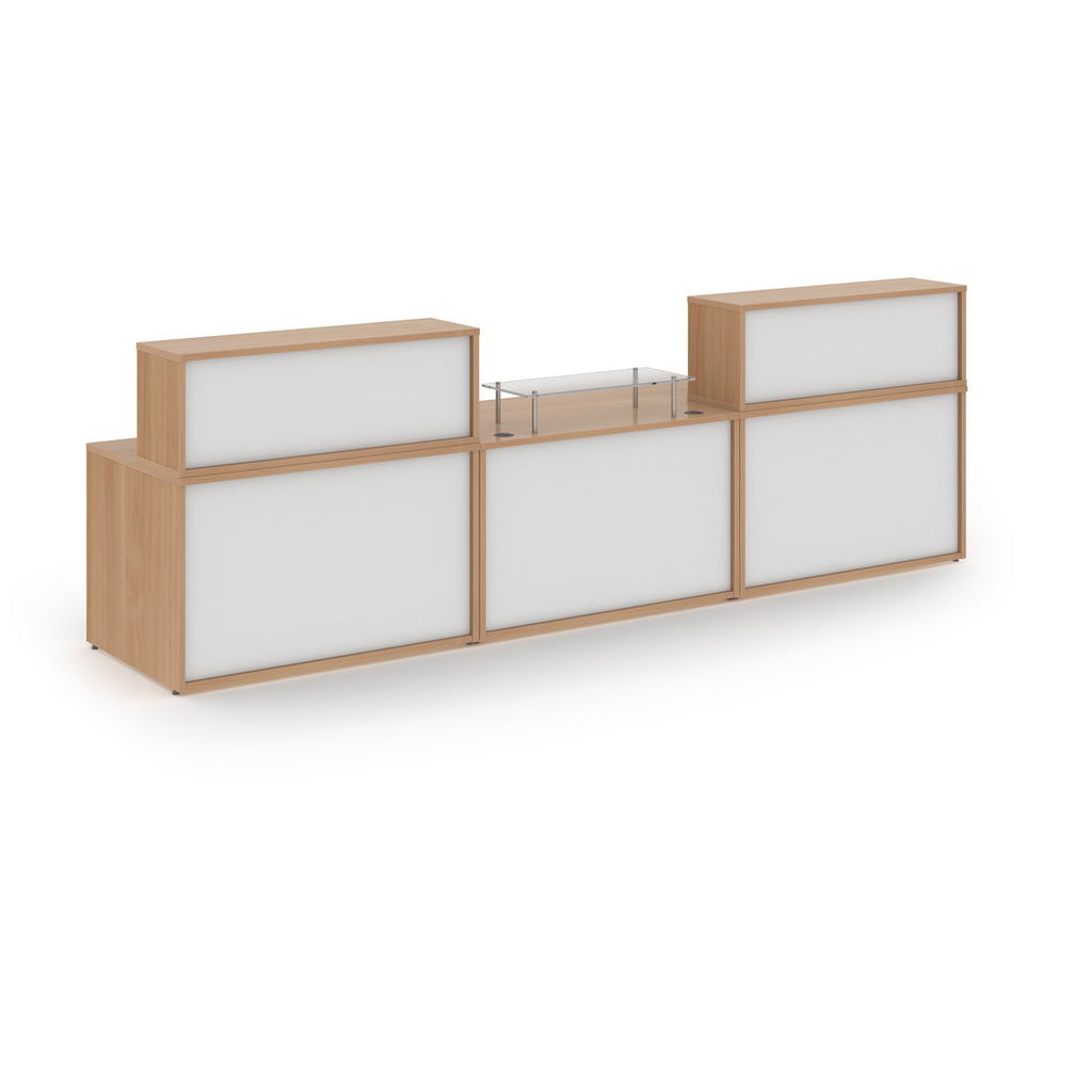 Picture of Denver large straight complete reception unit - beech with white panels