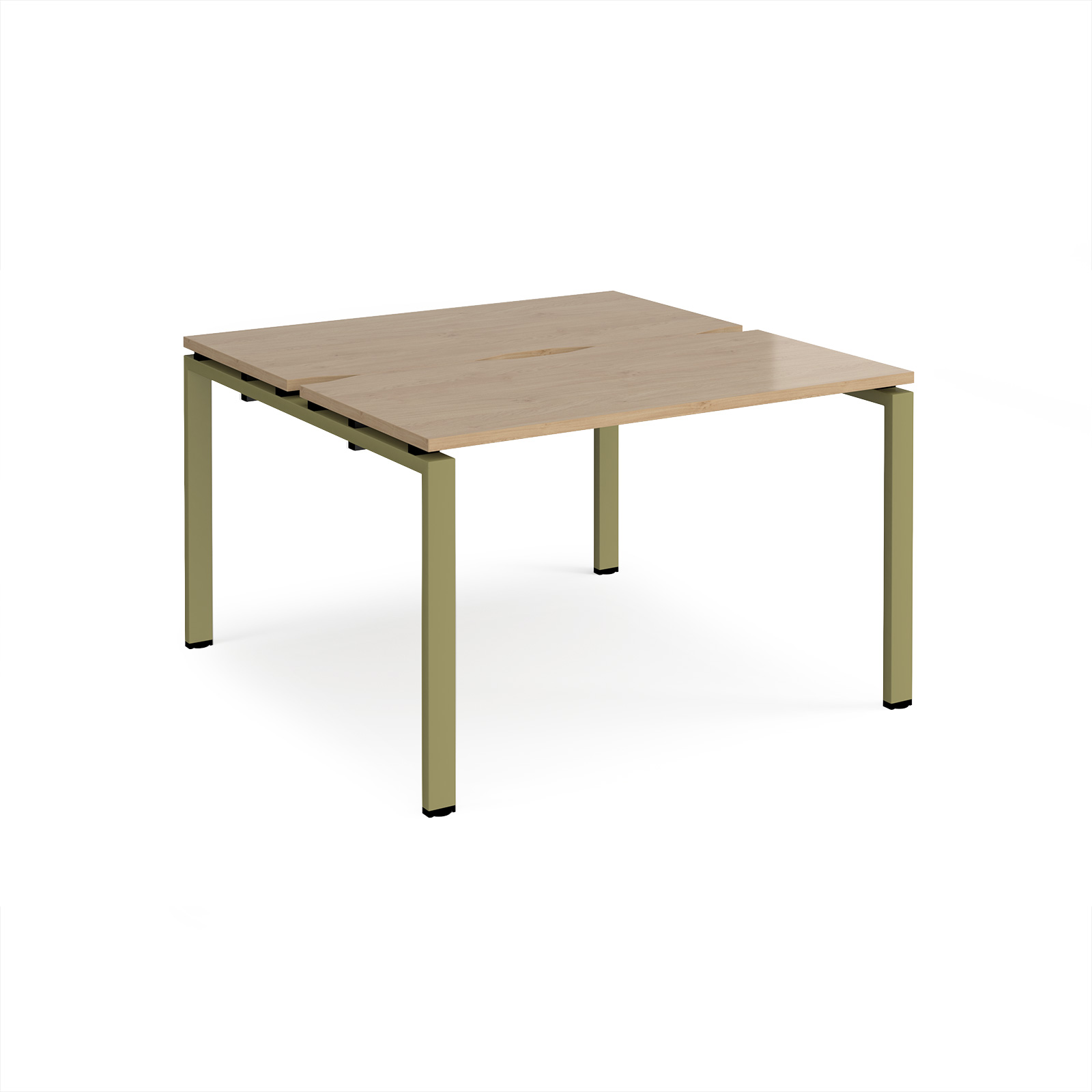 Picture of Adapt back to back desks 1200mm x 1200mm - green frame, Kendal Oak Top
