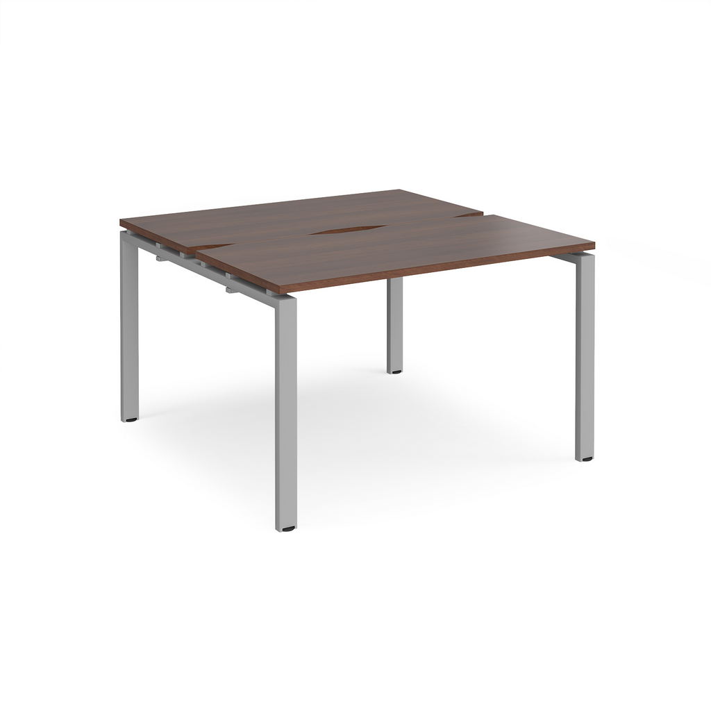 Picture of Adapt back to back desks 1200mm x 1200mm - silver frame, walnut top