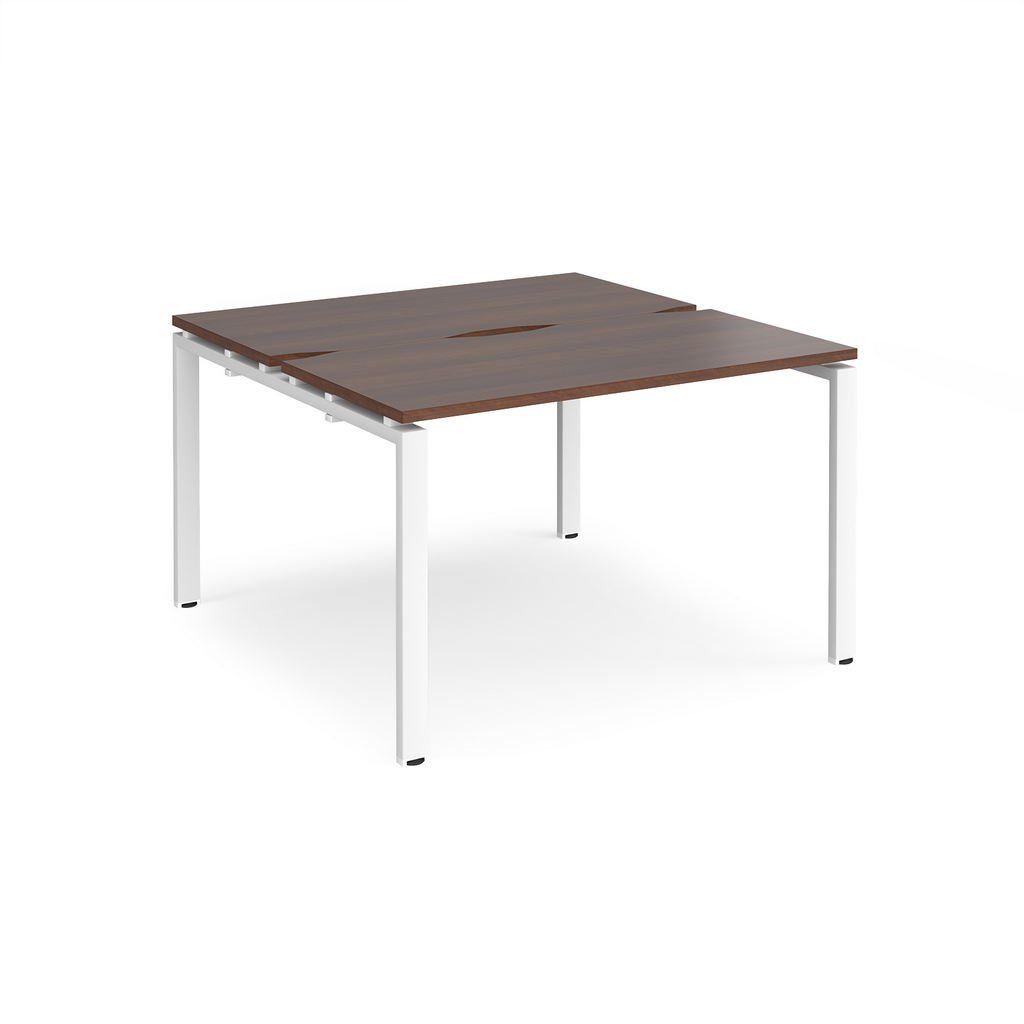 Picture of Adapt back to back desks 1200mm x 1200mm - white frame, walnut top