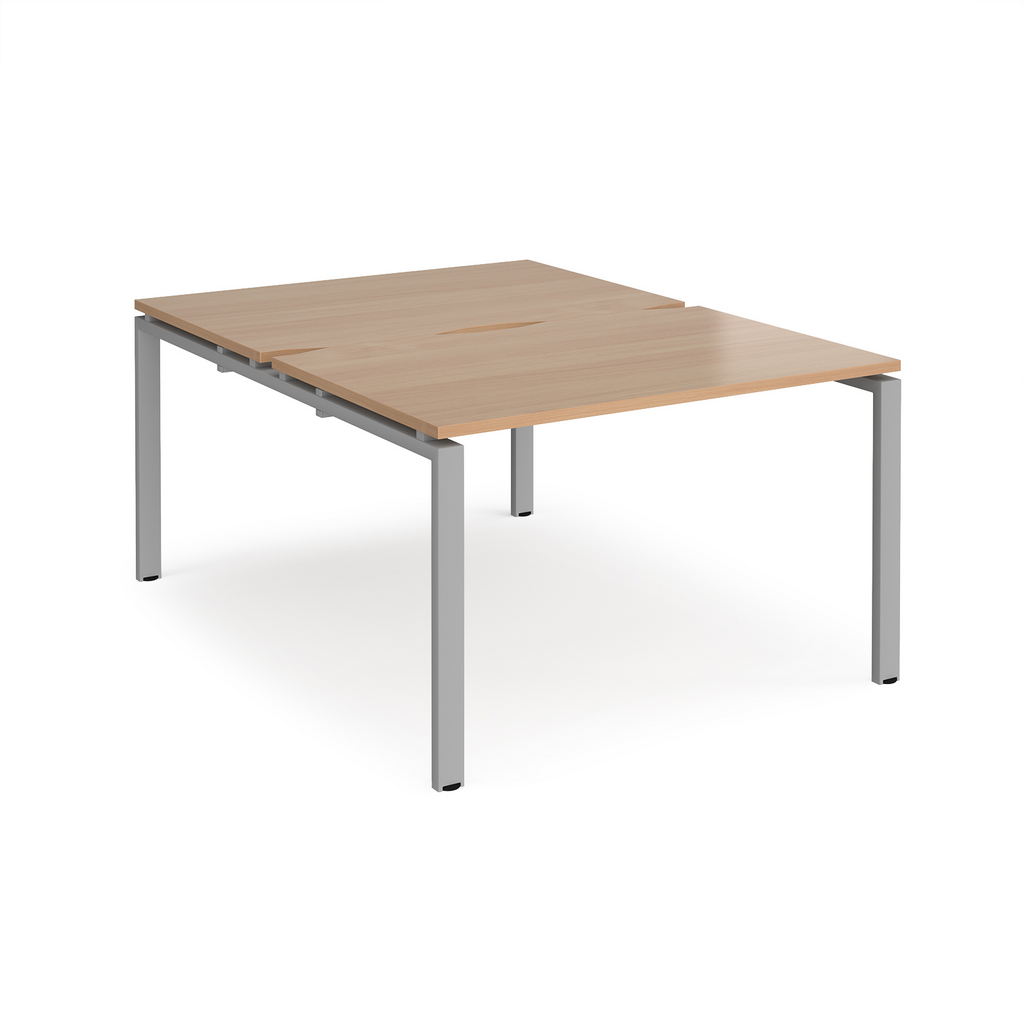 Picture of Adapt back to back desks 1200mm x 1600mm - silver frame, beech top