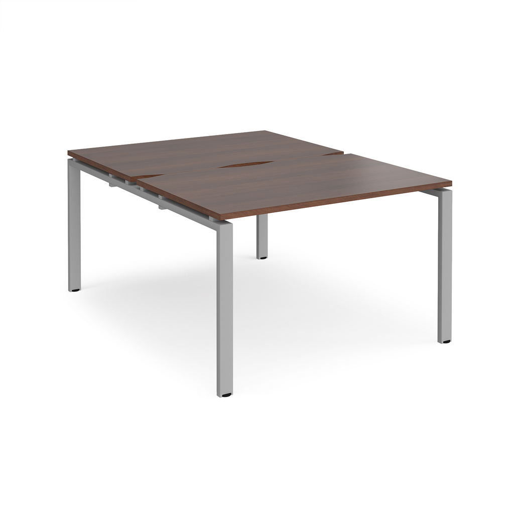 Picture of Adapt back to back desks 1200mm x 1600mm - silver frame, walnut top