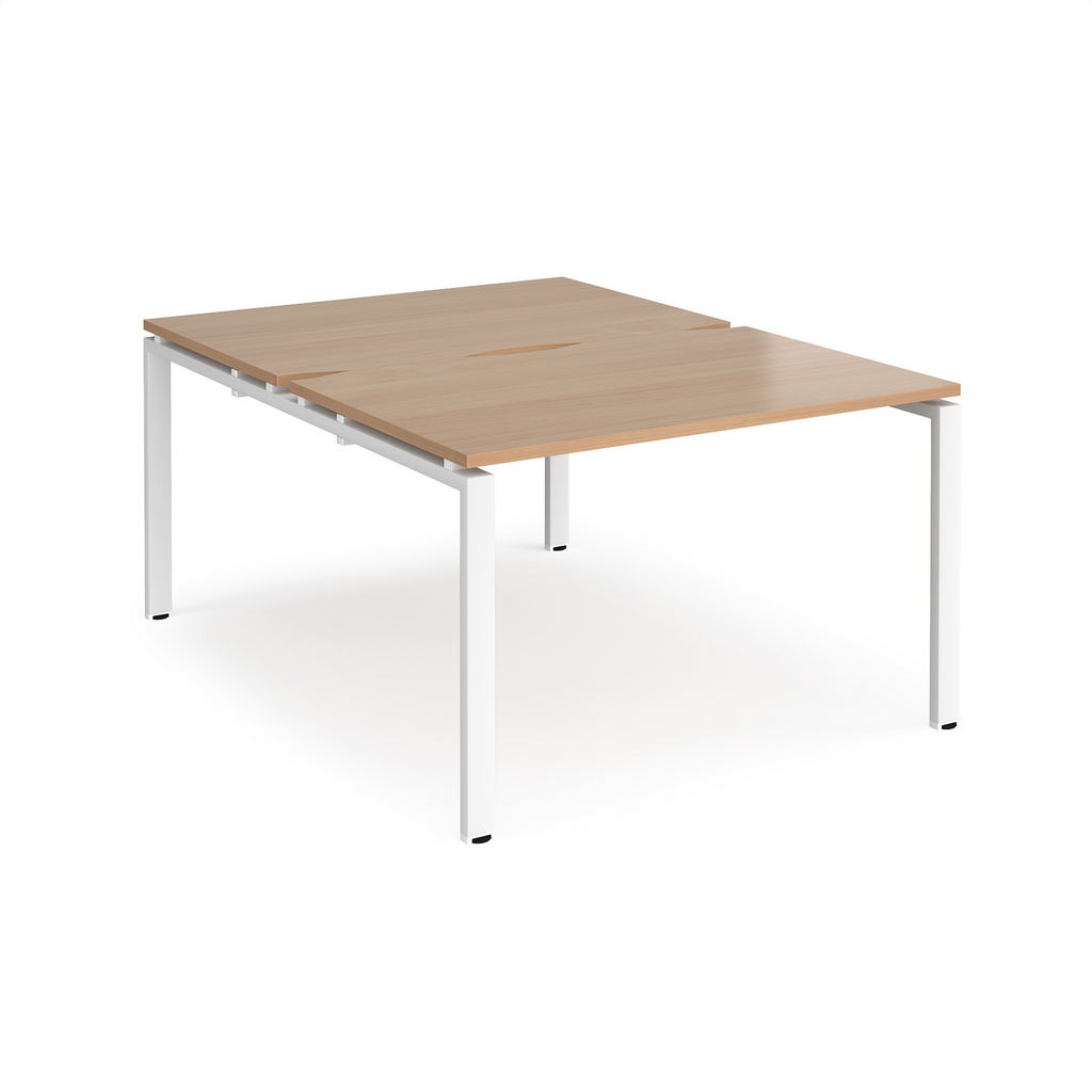 Picture of Adapt back to back desks 1200mm x 1600mm - white frame, beech top