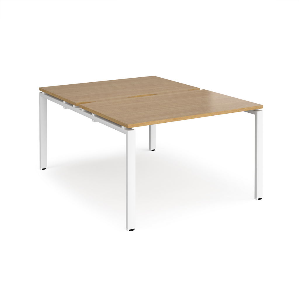 Picture of Adapt back to back desks 1200mm x 1600mm - white frame, oak top