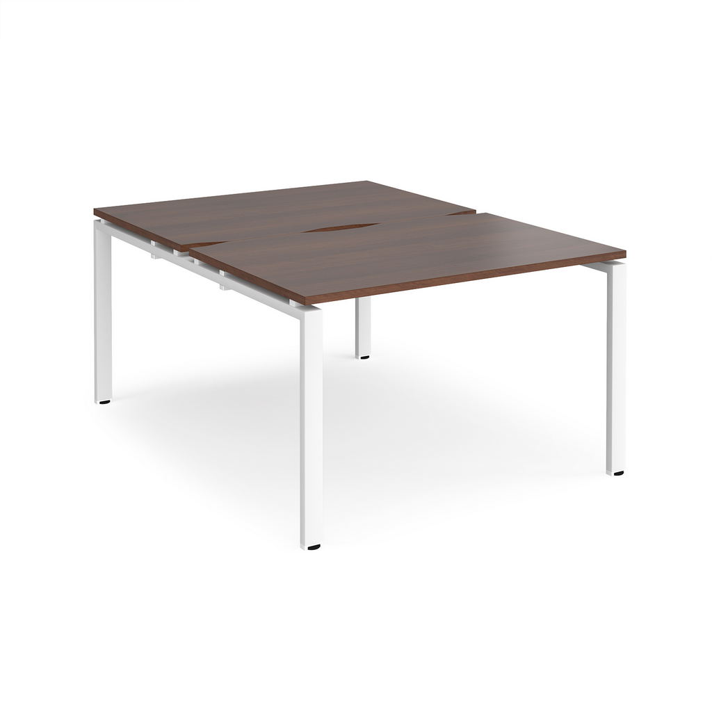 Picture of Adapt back to back desks 1200mm x 1600mm - white frame, walnut top
