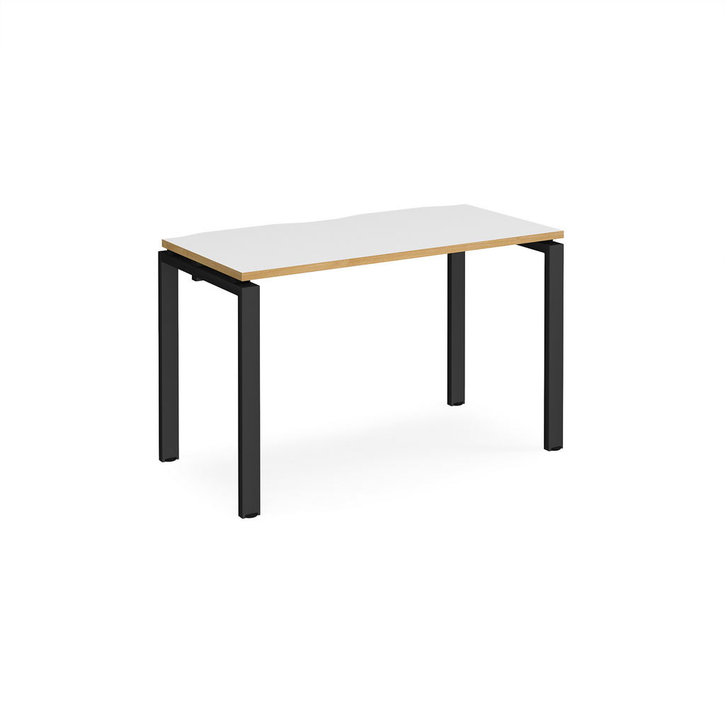 Picture of Adapt single desk 1200mm x 600mm - black frame, white top with oak edging