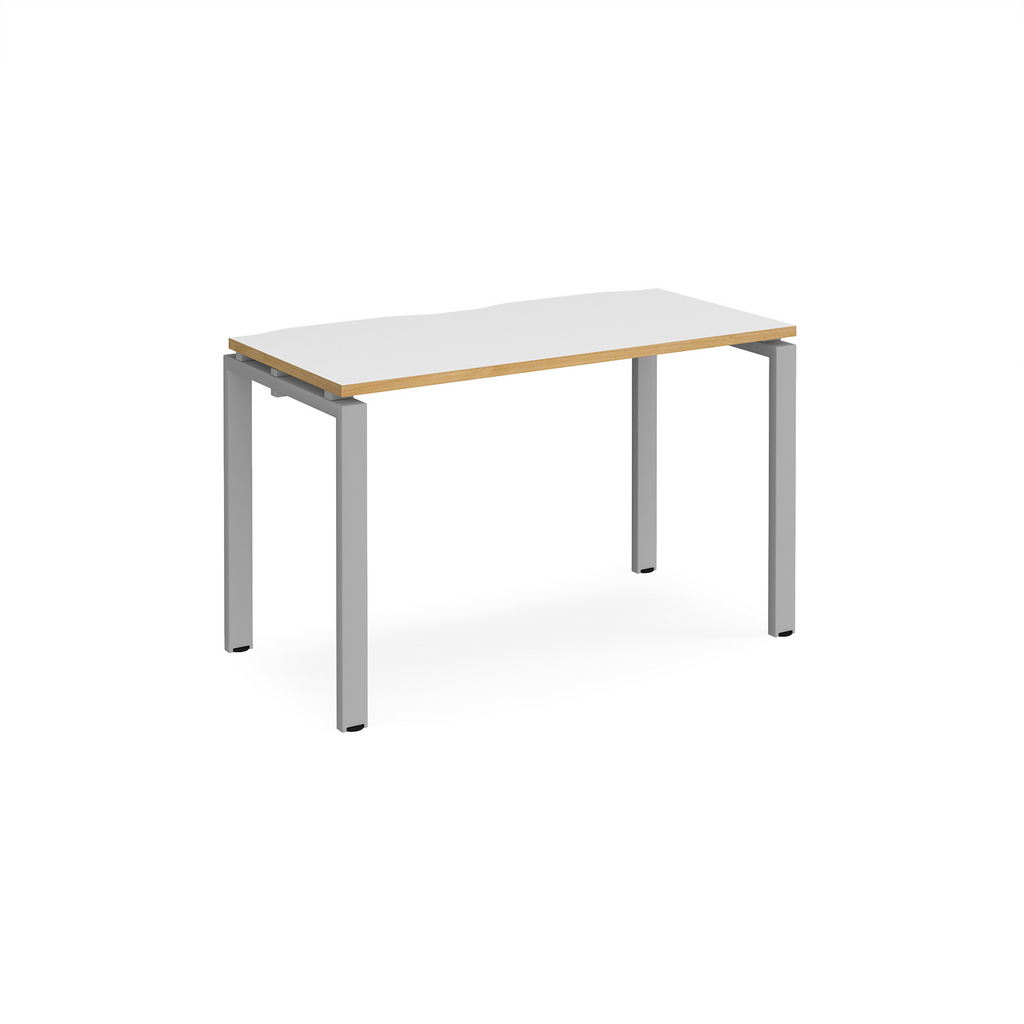 Picture of Adapt single desk 1200mm x 600mm - silver frame, white top with oak edging