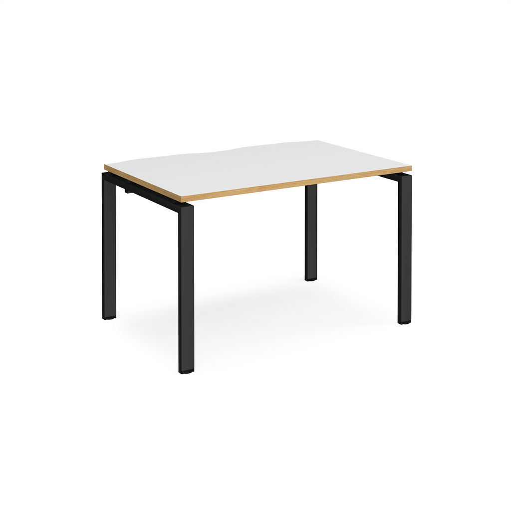 Picture of Adapt single desk 1200mm x 800mm - black frame, white top with oak edging