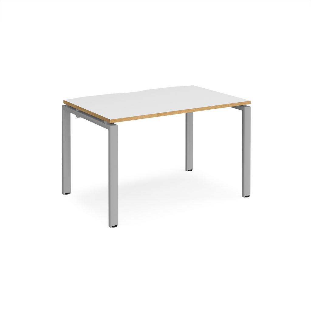 Picture of Adapt single desk 1200mm x 800mm - silver frame, white top with oak edging
