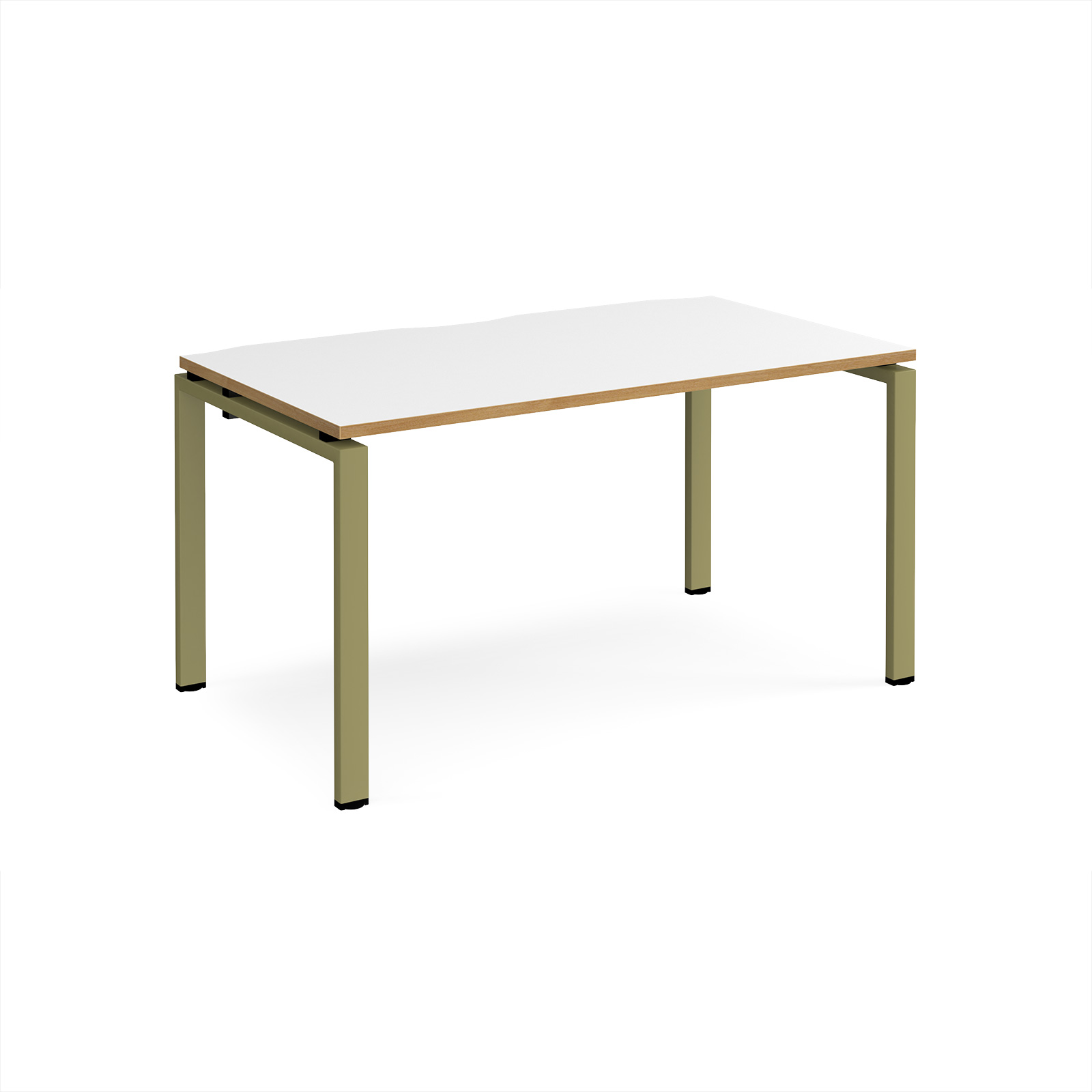 Picture of Adapt single desk 1400mm x 800mm - green frame, White Top, oak edge