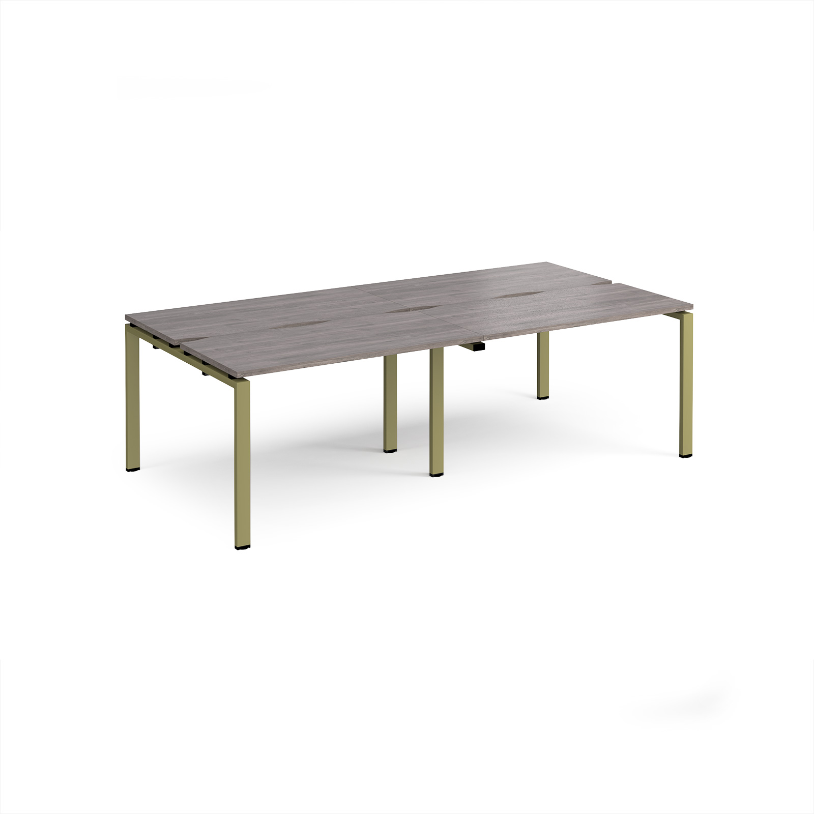 Picture of Adapt double back to back desks 2400mm x 1200mm - green frame, Grey Oak Top
