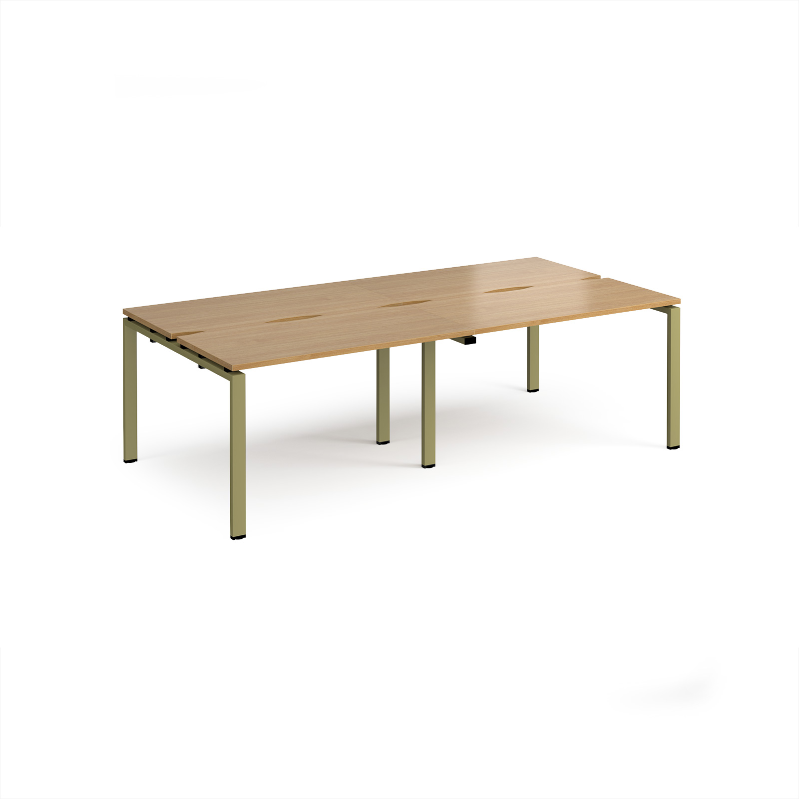 Picture of Adapt double back to back desks 2400mm x 1200mm - green frame, Oak Top