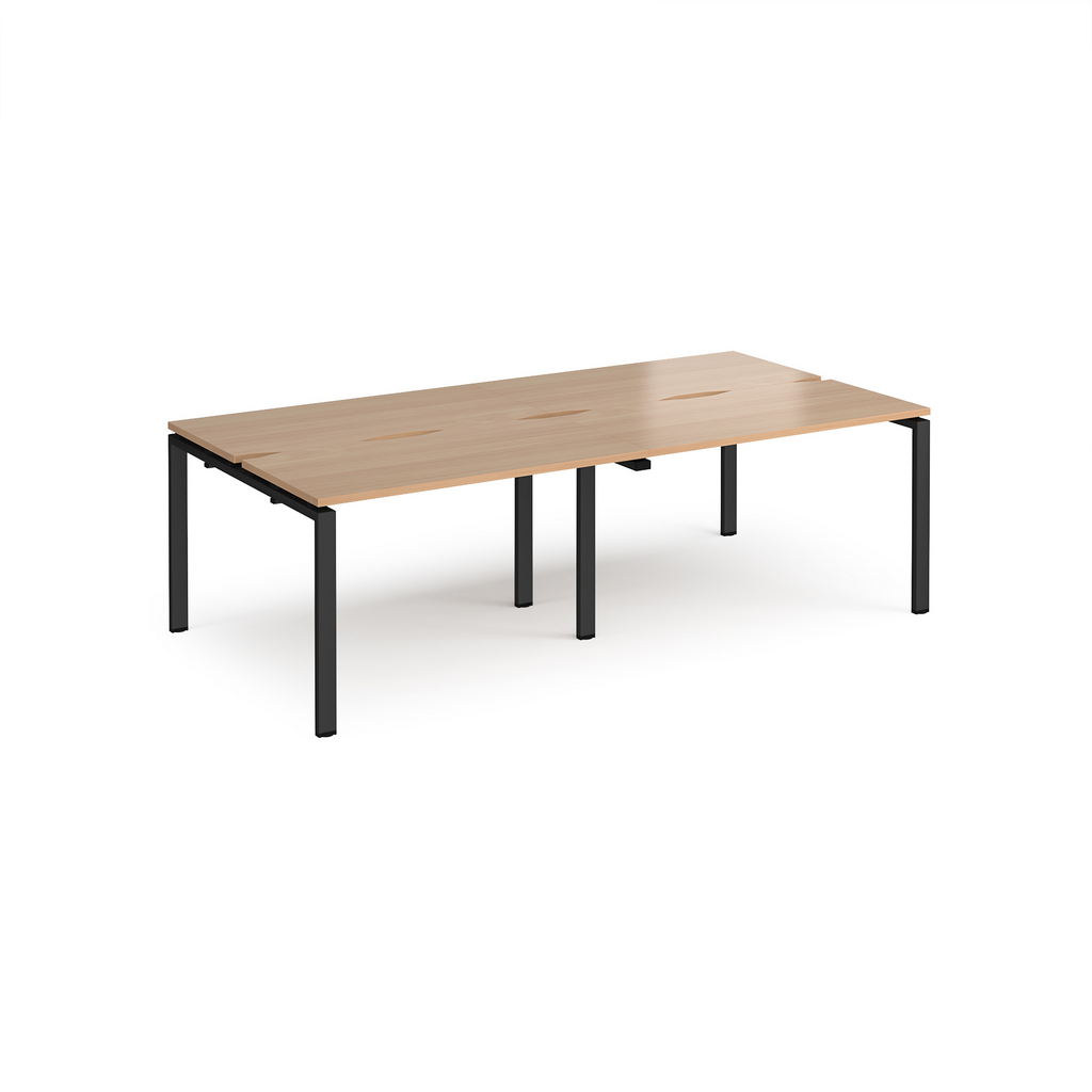 Picture of Adapt double back to back desks 2400mm x 1200mm - black frame, beech top