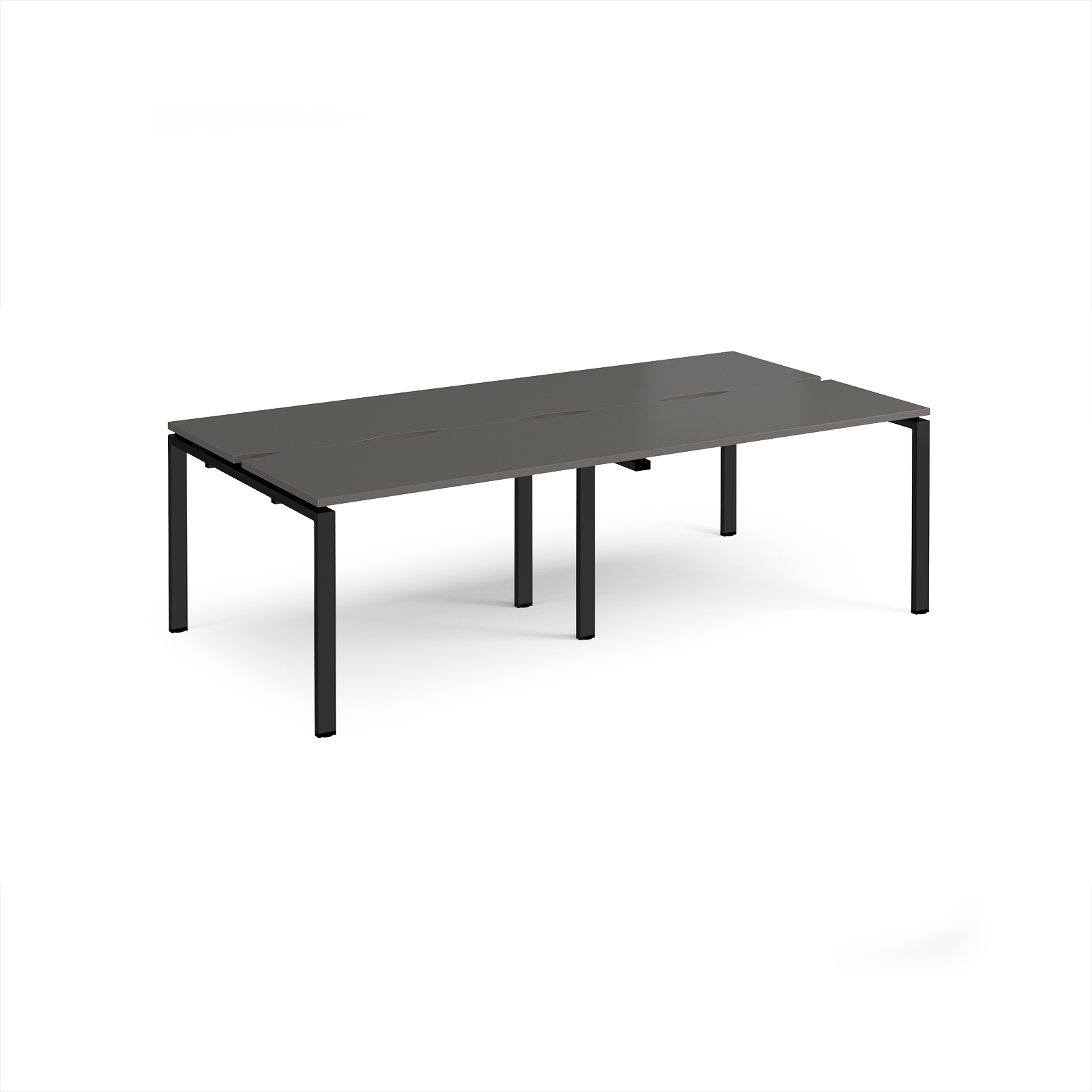 Picture of Adapt double back to back desks 2400mm x 1200mm - black frame, storm grey top