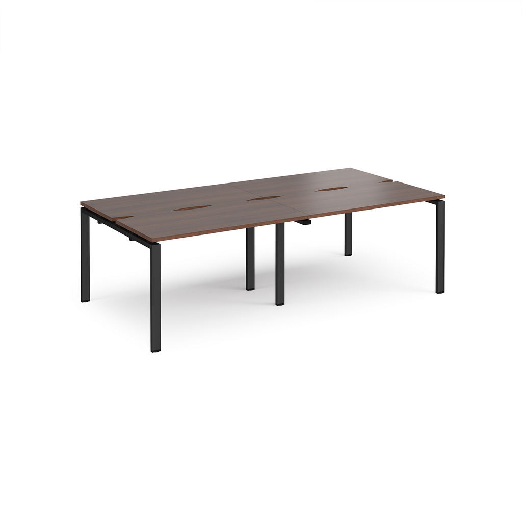Picture of Adapt double back to back desks 2400mm x 1200mm - black frame, walnut top