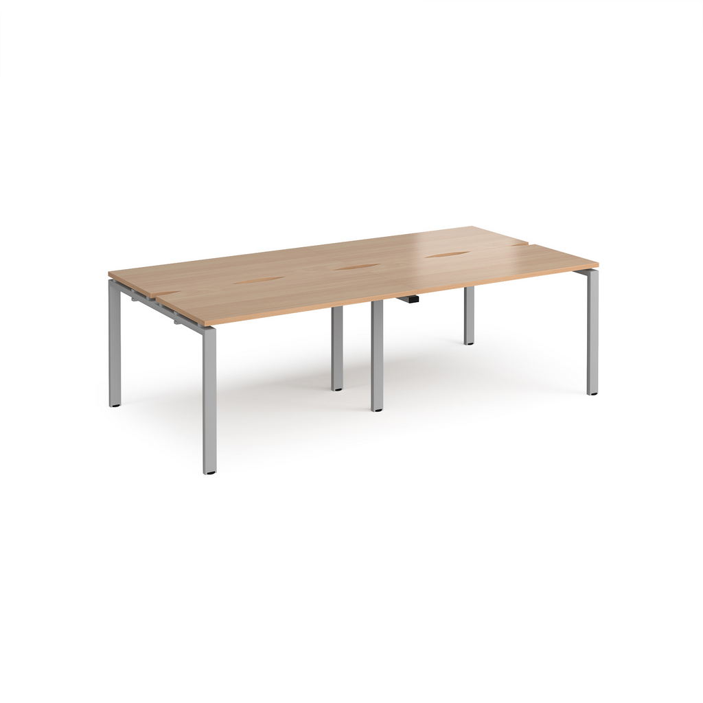 Picture of Adapt double back to back desks 2400mm x 1200mm - silver frame, beech top