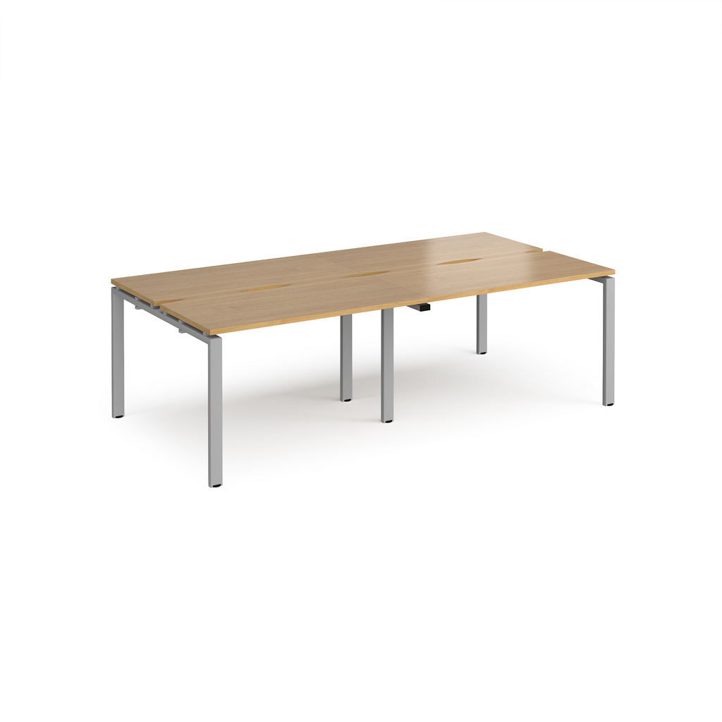 Picture of Adapt double back to back desks 2400mm x 1200mm - silver frame, oak top