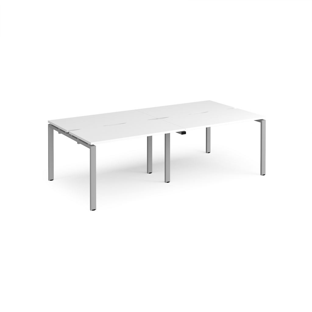 Picture of Adapt double back to back desks 2400mm x 1200mm - silver frame, white top