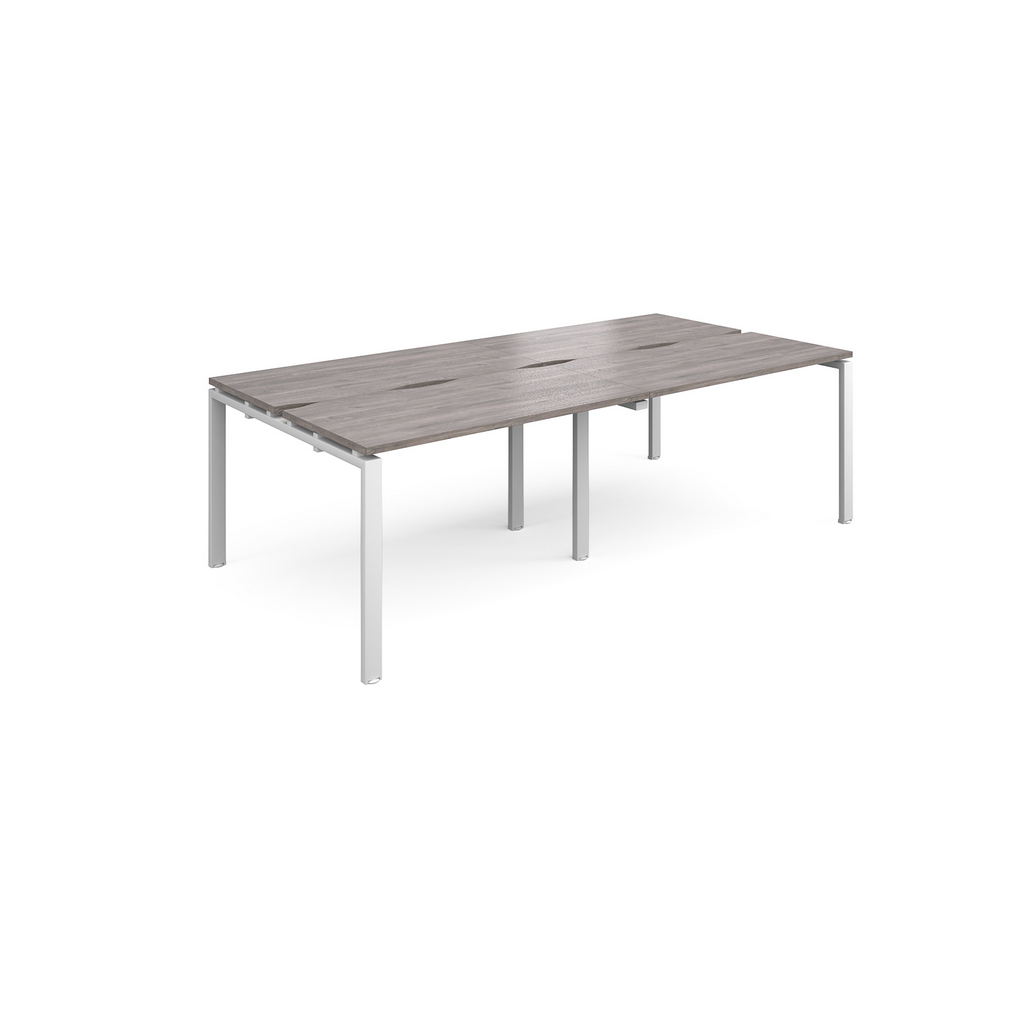Picture of Adapt double back to back desks 2400mm x 1200mm - white frame, grey oak top