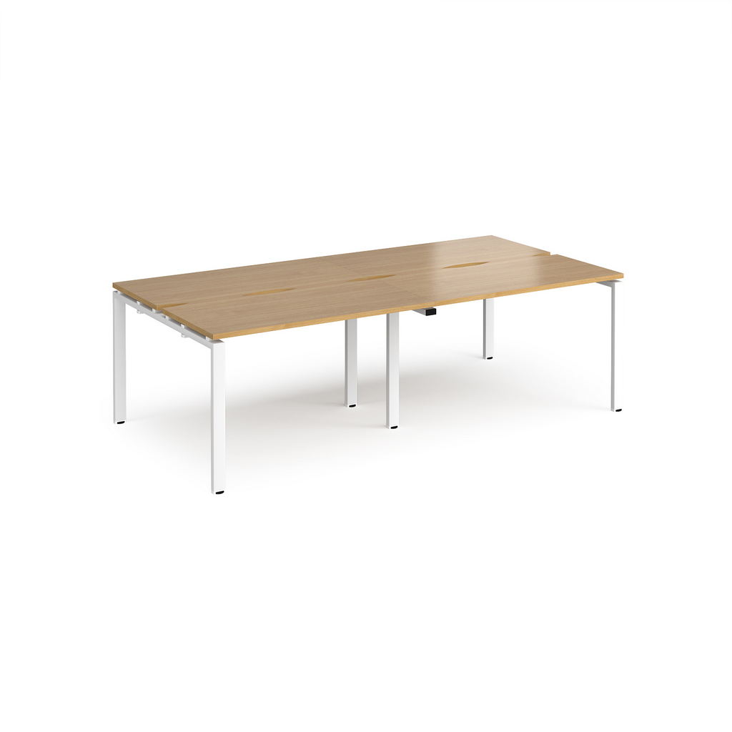 Picture of Adapt double back to back desks 2400mm x 1200mm - white frame, oak top