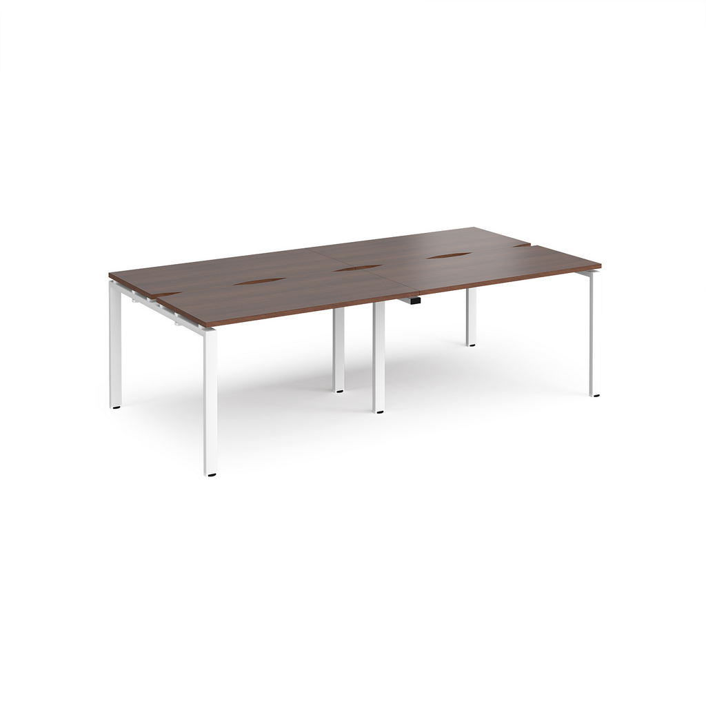 Picture of Adapt double back to back desks 2400mm x 1200mm - white frame, walnut top
