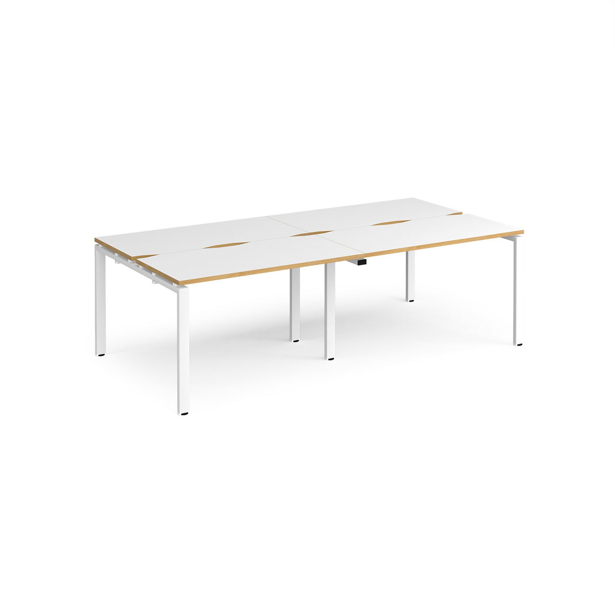 Picture of Adapt double back to back desks 2400mm x 1200mm - white frame, white top with oak edging
