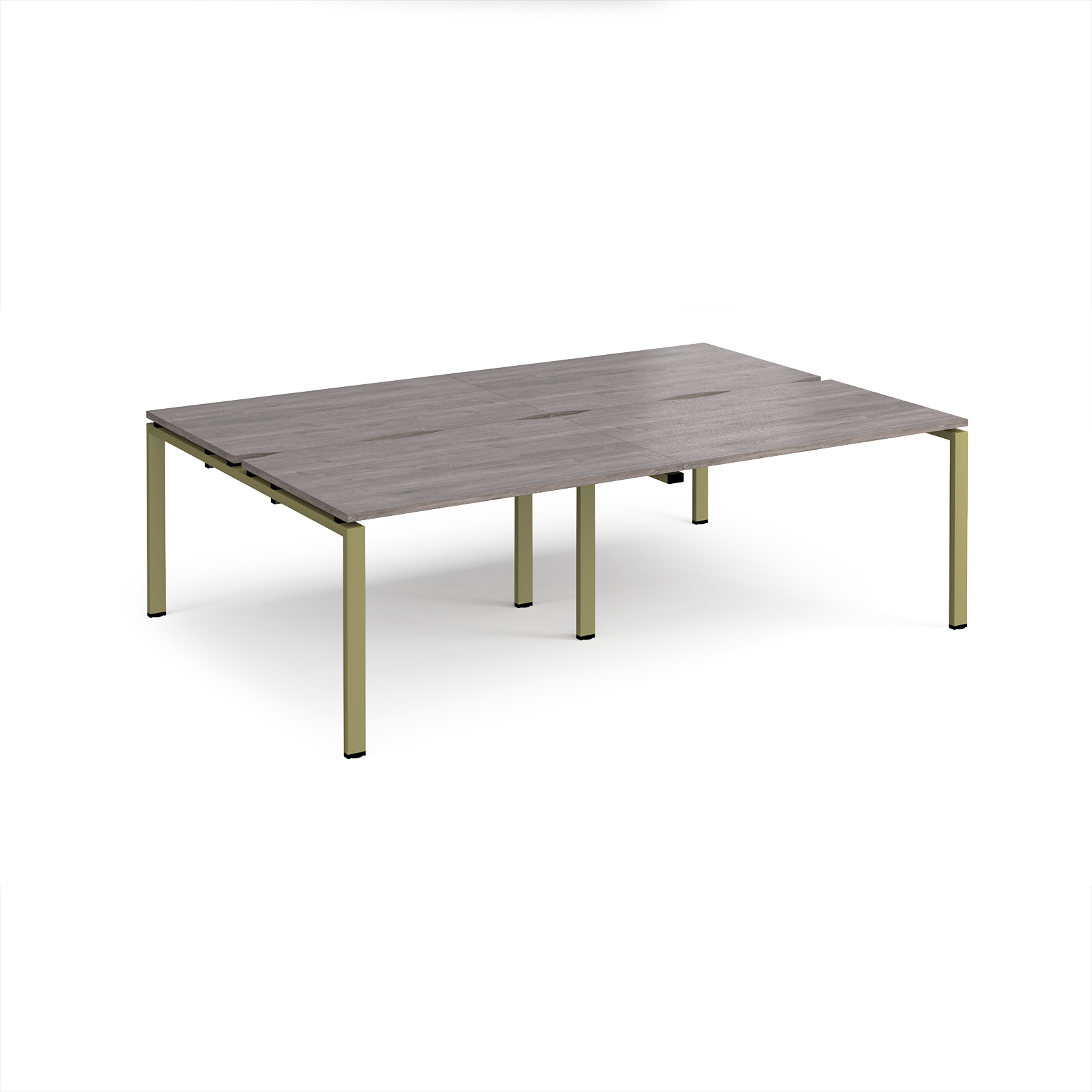Picture of Adapt double back to back desks 2400mm x 1600mm - green frame, Grey Oak Top