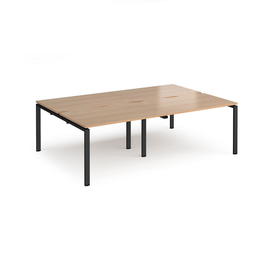 Picture of Adapt double back to back desks 2400mm x 1600mm - black frame, beech top